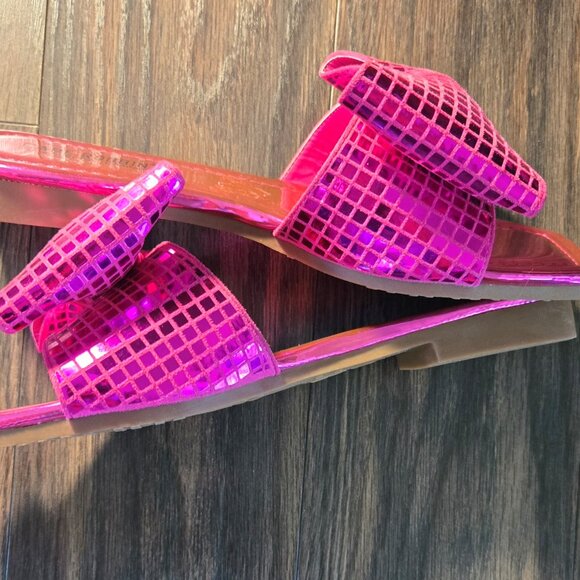 CAPE ROBBIN Fuchsia Slip-On Flat Sandal w/ Metallic Bow NWOT/SIZE 7 - Picture 7 of 8